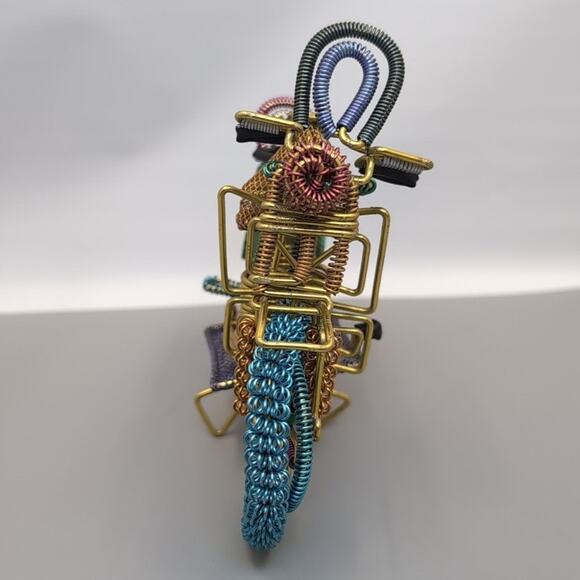 Hand Made Wire Wrapped Metal Mesh Spiral Coil Motorcycle Modern Art Sculpture - Picture 2 of 7